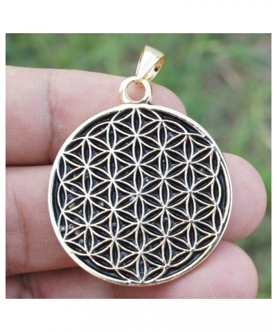 Pagan Flower of life Gold plated pewter pendant charm amulet W Necklace (Stainless Steel Chain) $8.09 Necklaces