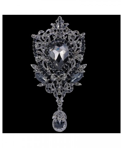 Women's Rhinestone Crystal Art Deco Floral Vine Tear Drop Banquet Brooch Pendant Black Silver-Tone $12.41 Brooches & Pins