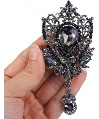 Women's Rhinestone Crystal Art Deco Floral Vine Tear Drop Banquet Brooch Pendant Black Silver-Tone $12.41 Brooches & Pins