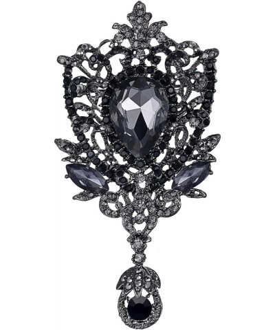 Women's Rhinestone Crystal Art Deco Floral Vine Tear Drop Banquet Brooch Pendant Black Silver-Tone $12.41 Brooches & Pins