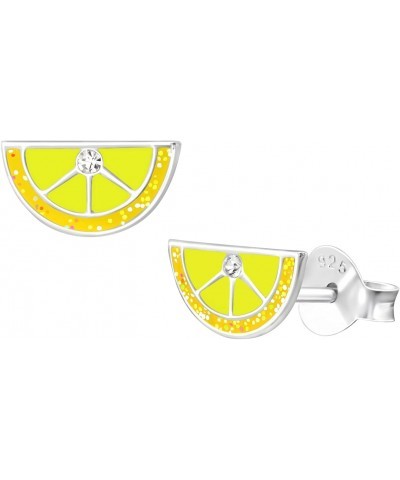 8mm Lemon Slice Half Circle Studs with CZ Solid 925 Sterling Silver Earrings $10.99 Earrings