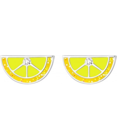 8mm Lemon Slice Half Circle Studs with CZ Solid 925 Sterling Silver Earrings $10.99 Earrings