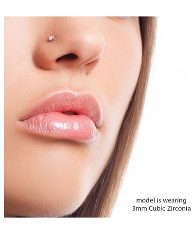 Cubic Zirconia Nose Ring Stud - Nickel-Free 14K White Gold Twist Screw Nose Ring 18 Gauge 3mm $27.99 Body Jewelry