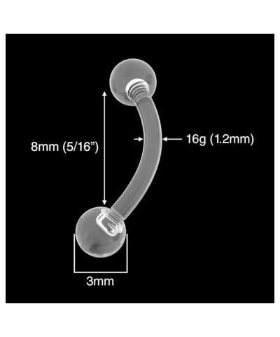 2pc 16g Vertical Labret Retainer Curved Barbell Clear Lip Plastic Gauge Earrings Ring For Women (choose Quantity, Diameter) 2...