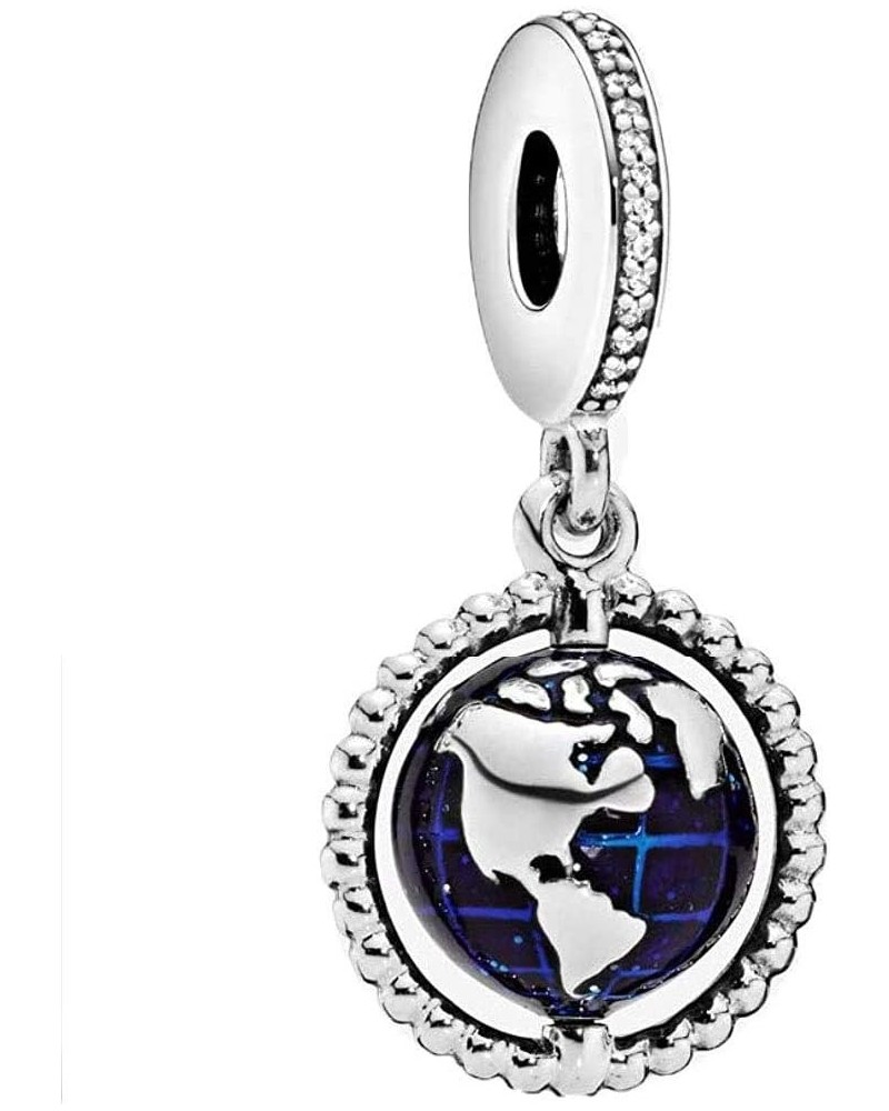 Spinning Globe Dangle Cubic Zirconia Charm for European Bracelet Necklace in Sterling Silver $12.23 Bracelets