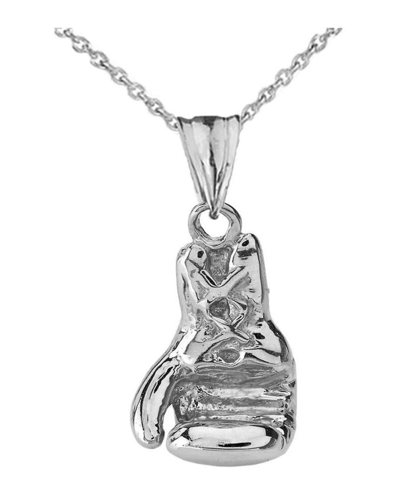 Sports Charms Fine 3D Boxing Glove Pendant Necklace in Solid Sterling Silver 20.0 Inches $17.22 Necklaces