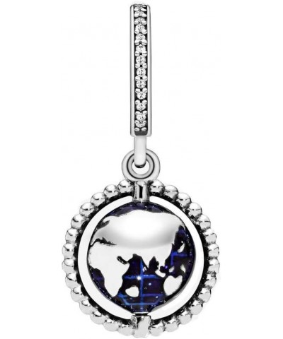 Spinning Globe Dangle Cubic Zirconia Charm for European Bracelet Necklace in Sterling Silver $12.23 Bracelets