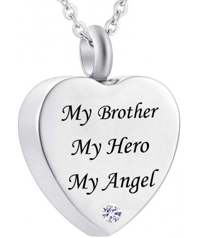 misyou Engraved My Brother, My Hero, My Angel Memorial Urn Pendant Heart Necklace Ashes Keepsake Cremation Jewelry June $10.5...