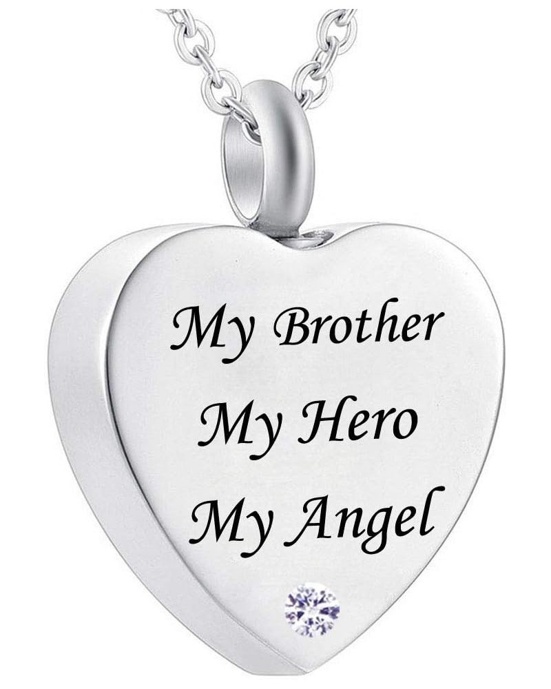 misyou Engraved My Brother, My Hero, My Angel Memorial Urn Pendant Heart Necklace Ashes Keepsake Cremation Jewelry June $10.5...