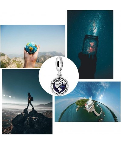 Spinning Globe Dangle Cubic Zirconia Charm for European Bracelet Necklace in Sterling Silver $12.23 Bracelets