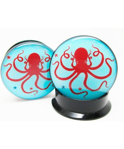 Red & Blue Octopus Ear Plugs - Acrylic Screw-On - 10 Sizes Pair* 5/8" (16mm) $10.43 Body Jewelry