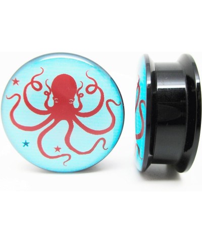 Red & Blue Octopus Ear Plugs - Acrylic Screw-On - 10 Sizes Pair* 5/8" (16mm) $10.43 Body Jewelry