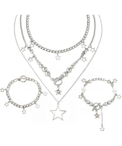 2 Pieces Silver Star Necklace Y2K Jewelry Set Grunge Necklace Kawaii Cute Necklaces Aesthetic Vintage Emo Jewelry Silver 1 $8...