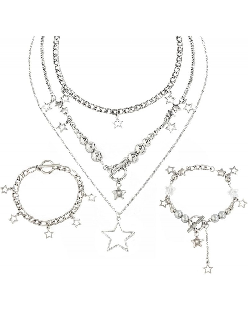 2 Pieces Silver Star Necklace Y2K Jewelry Set Grunge Necklace Kawaii Cute Necklaces Aesthetic Vintage Emo Jewelry Silver 1 $8...