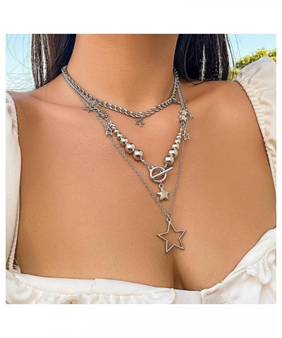 2 Pieces Silver Star Necklace Y2K Jewelry Set Grunge Necklace Kawaii Cute Necklaces Aesthetic Vintage Emo Jewelry Silver 1 $8...