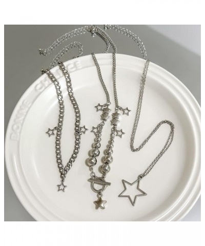 2 Pieces Silver Star Necklace Y2K Jewelry Set Grunge Necklace Kawaii Cute Necklaces Aesthetic Vintage Emo Jewelry Silver 1 $8...