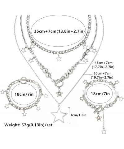 2 Pieces Silver Star Necklace Y2K Jewelry Set Grunge Necklace Kawaii Cute Necklaces Aesthetic Vintage Emo Jewelry Silver 1 $8...