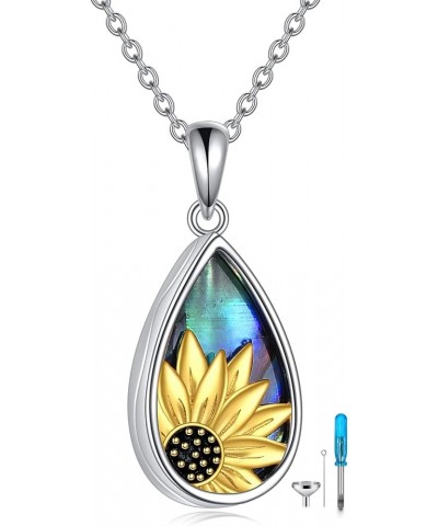 Teardrop Urn Necklace for Ashes Dog Cat Pet Cremation Memorial Jewelry Sunflower $22.87 Necklaces