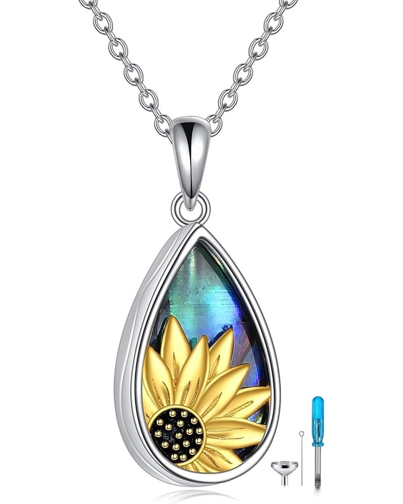 Teardrop Urn Necklace for Ashes Dog Cat Pet Cremation Memorial Jewelry Sunflower $22.87 Necklaces