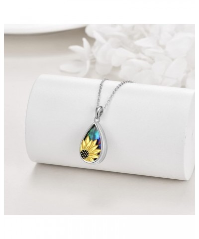 Teardrop Urn Necklace for Ashes Dog Cat Pet Cremation Memorial Jewelry Sunflower $22.87 Necklaces