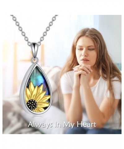 Teardrop Urn Necklace for Ashes Dog Cat Pet Cremation Memorial Jewelry Sunflower $22.87 Necklaces