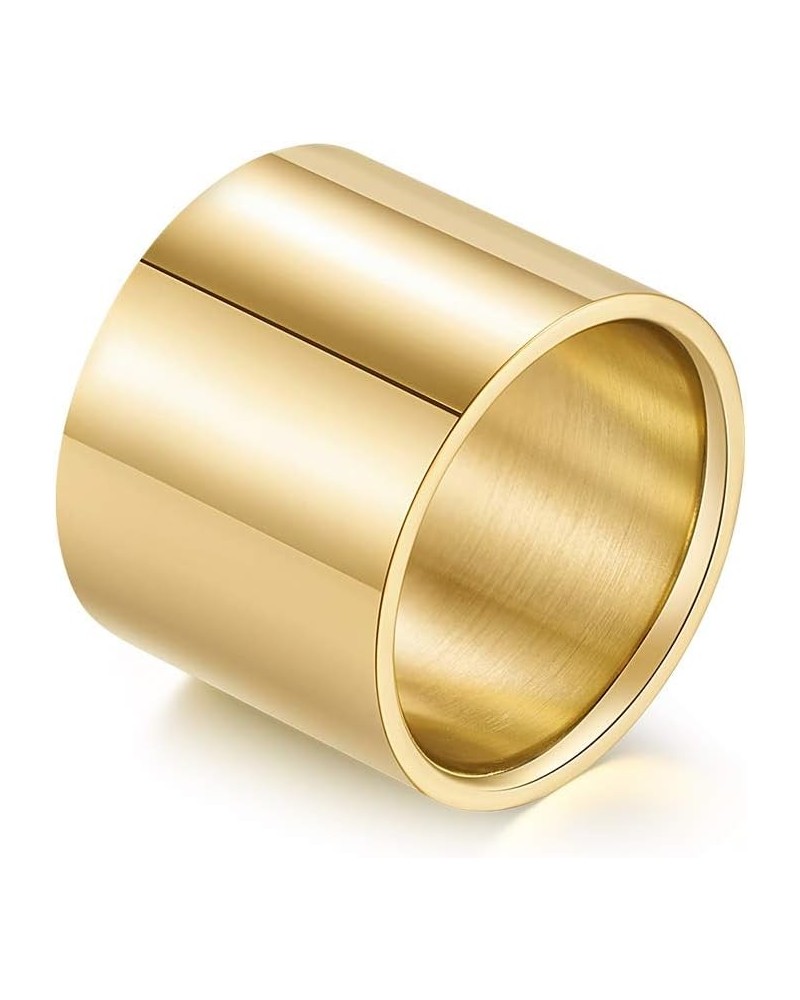 Men Women's Stainless Steel Wide Band Thumb Ring Pipe Cut Plain Flat Top Rings Comfort Fit Gold 18mm, Polished $7.42 Rings