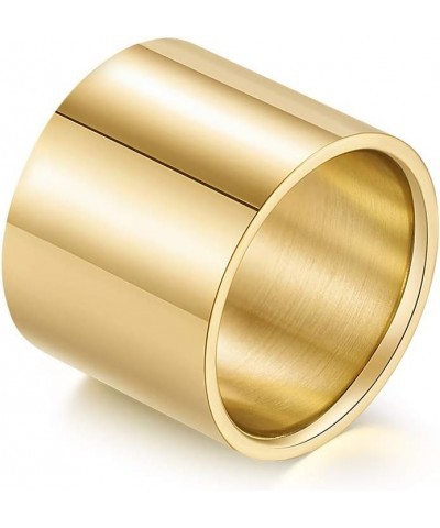 Men Women's Stainless Steel Wide Band Thumb Ring Pipe Cut Plain Flat Top Rings Comfort Fit Gold 18mm, Polished $7.42 Rings