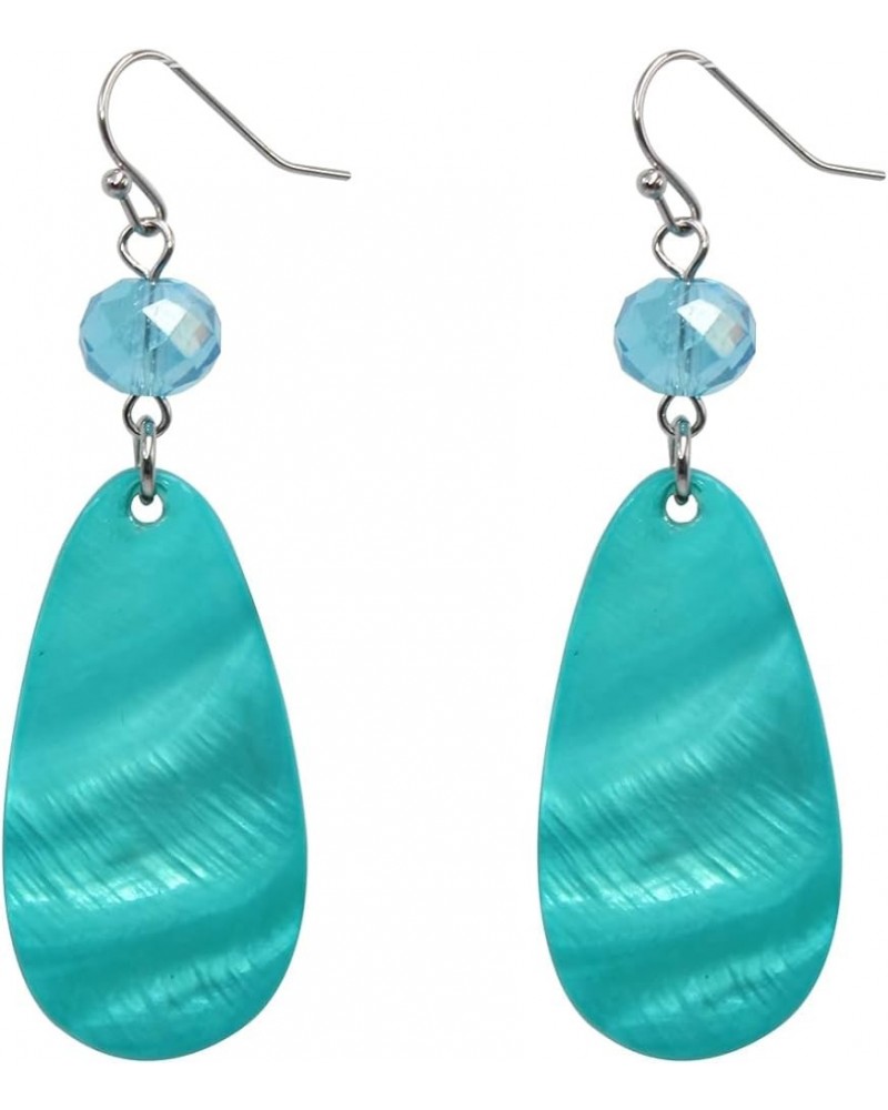 Big Natural Shell Drop Earrings Trendy Fashion Red Green Teal Pendant Dangling Earring for Women Turquoise Blue T $8.09 Earrings