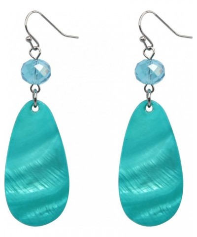 Big Natural Shell Drop Earrings Trendy Fashion Red Green Teal Pendant Dangling Earring for Women Turquoise Blue T $8.09 Earrings