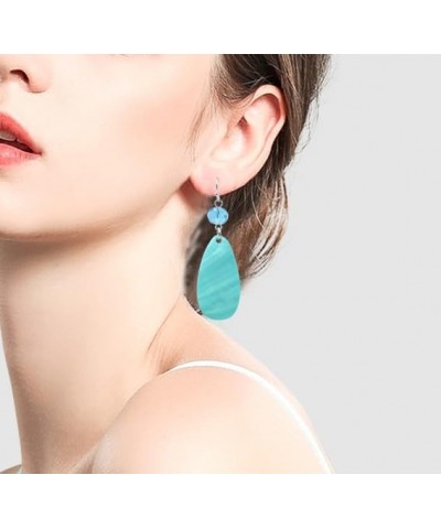 Big Natural Shell Drop Earrings Trendy Fashion Red Green Teal Pendant Dangling Earring for Women Turquoise Blue T $8.09 Earrings