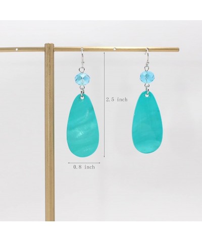 Big Natural Shell Drop Earrings Trendy Fashion Red Green Teal Pendant Dangling Earring for Women Turquoise Blue T $8.09 Earrings