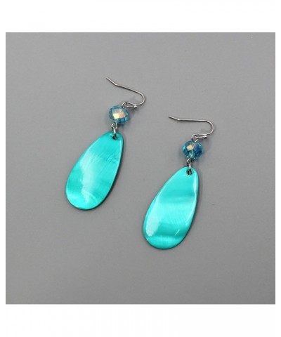 Big Natural Shell Drop Earrings Trendy Fashion Red Green Teal Pendant Dangling Earring for Women Turquoise Blue T $8.09 Earrings