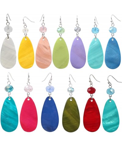 Big Natural Shell Drop Earrings Trendy Fashion Red Green Teal Pendant Dangling Earring for Women Turquoise Blue T $8.09 Earrings