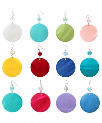 Big Natural Shell Drop Earrings Trendy Fashion Red Green Teal Pendant Dangling Earring for Women Turquoise Blue T $8.09 Earrings