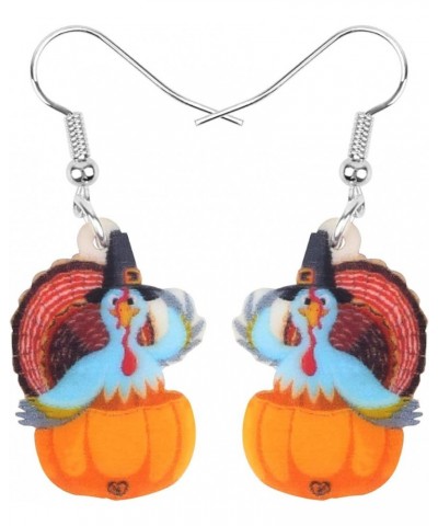 Acrylic Fall Thanksgiving Gifts Cute Turkey Earrings Dangle Pumpkin Jewelry Farm Animals Accessories for Women Girls Blue $7....