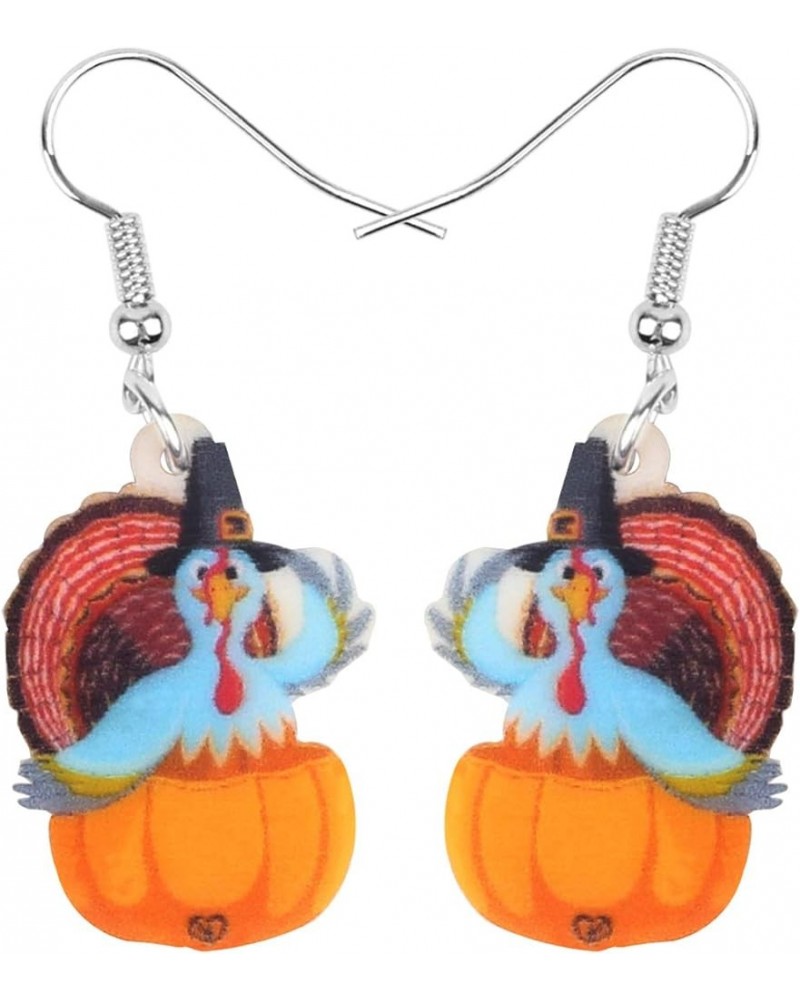 Acrylic Fall Thanksgiving Gifts Cute Turkey Earrings Dangle Pumpkin Jewelry Farm Animals Accessories for Women Girls Blue $7....