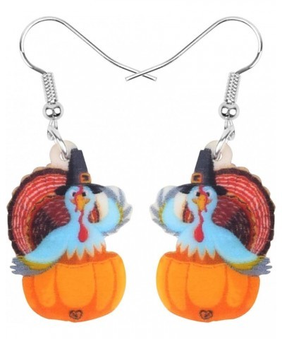 Acrylic Fall Thanksgiving Gifts Cute Turkey Earrings Dangle Pumpkin Jewelry Farm Animals Accessories for Women Girls Blue $7....