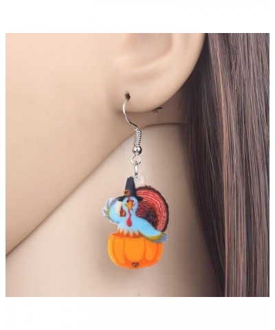 Acrylic Fall Thanksgiving Gifts Cute Turkey Earrings Dangle Pumpkin Jewelry Farm Animals Accessories for Women Girls Blue $7....