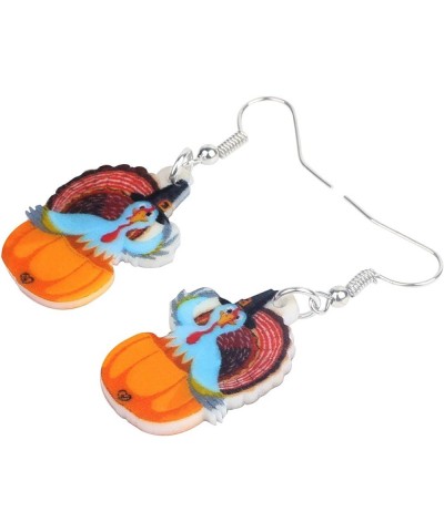 Acrylic Fall Thanksgiving Gifts Cute Turkey Earrings Dangle Pumpkin Jewelry Farm Animals Accessories for Women Girls Blue $7....