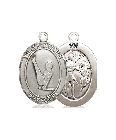 Medium Pewter St. Sebastian Gymnastics Medal Pendant Necklace Charm for Gymnast $14.75 Necklaces