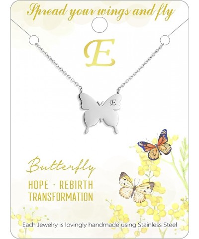 Initial Butterfly Necklace for Women Cute Stainless Steel Butterfly Pendant Letter Initial Necklace Personalized Butterfly Je...