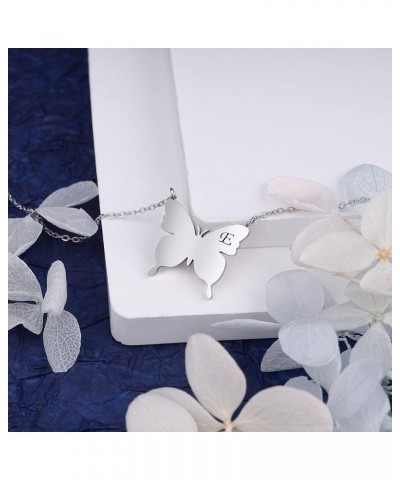 Initial Butterfly Necklace for Women Cute Stainless Steel Butterfly Pendant Letter Initial Necklace Personalized Butterfly Je...