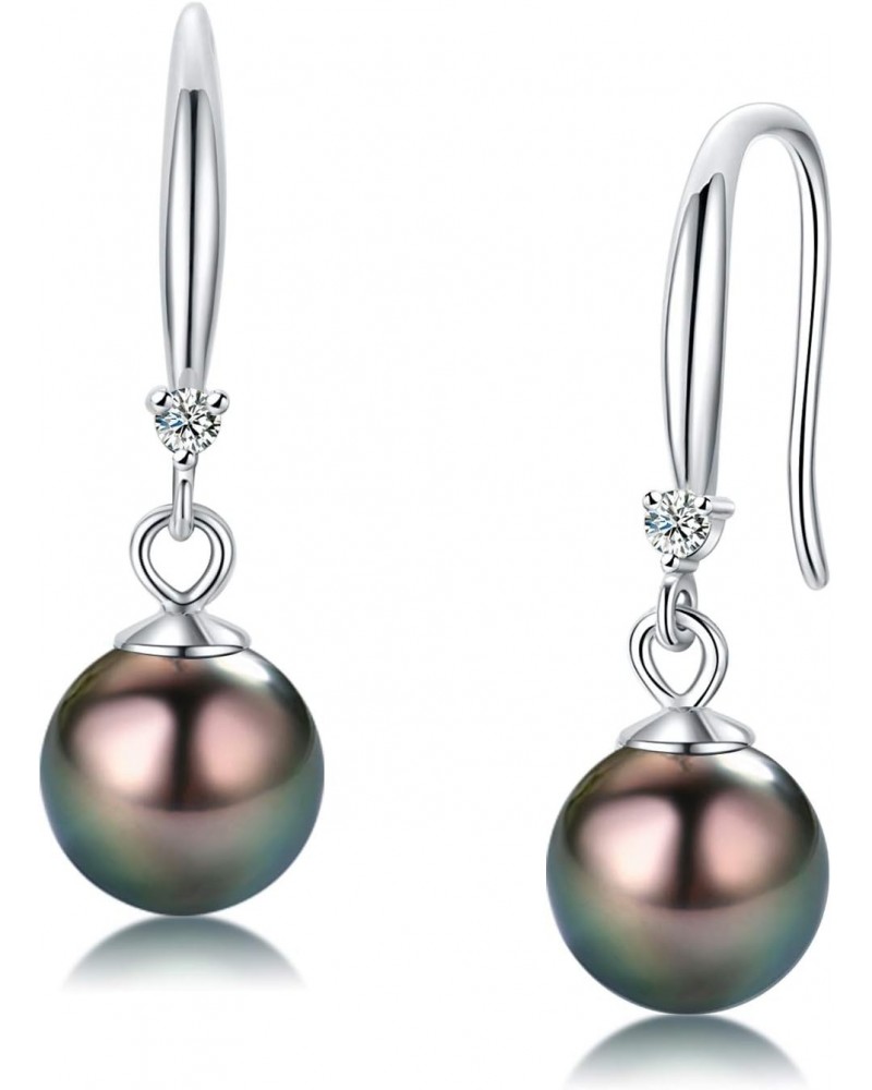 Classic AAA Quality Genuine Tahitian Black Pearl Dangle Drop Earrings 8-9mm – Birthday Anniversary Jewelry Gifts for Women $8...