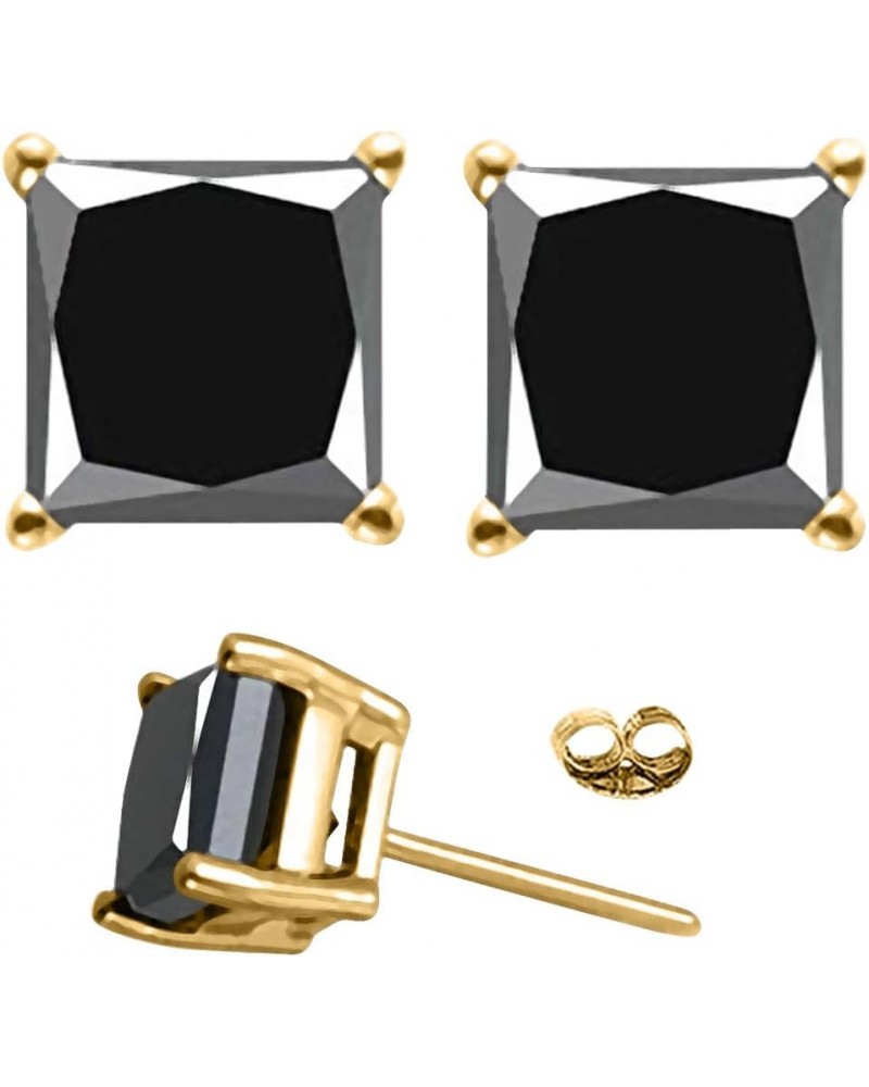 1/2-4 Carat Total Weight Princess Black Diamond Stud Earrings Yellow Gold 0.74 carats $374.19 Earrings