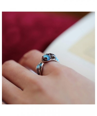 925 Sterling Silver Cloisonne Enamel Carp Fish Ring for Women Girls Open and Adjustable $20.02 Rings