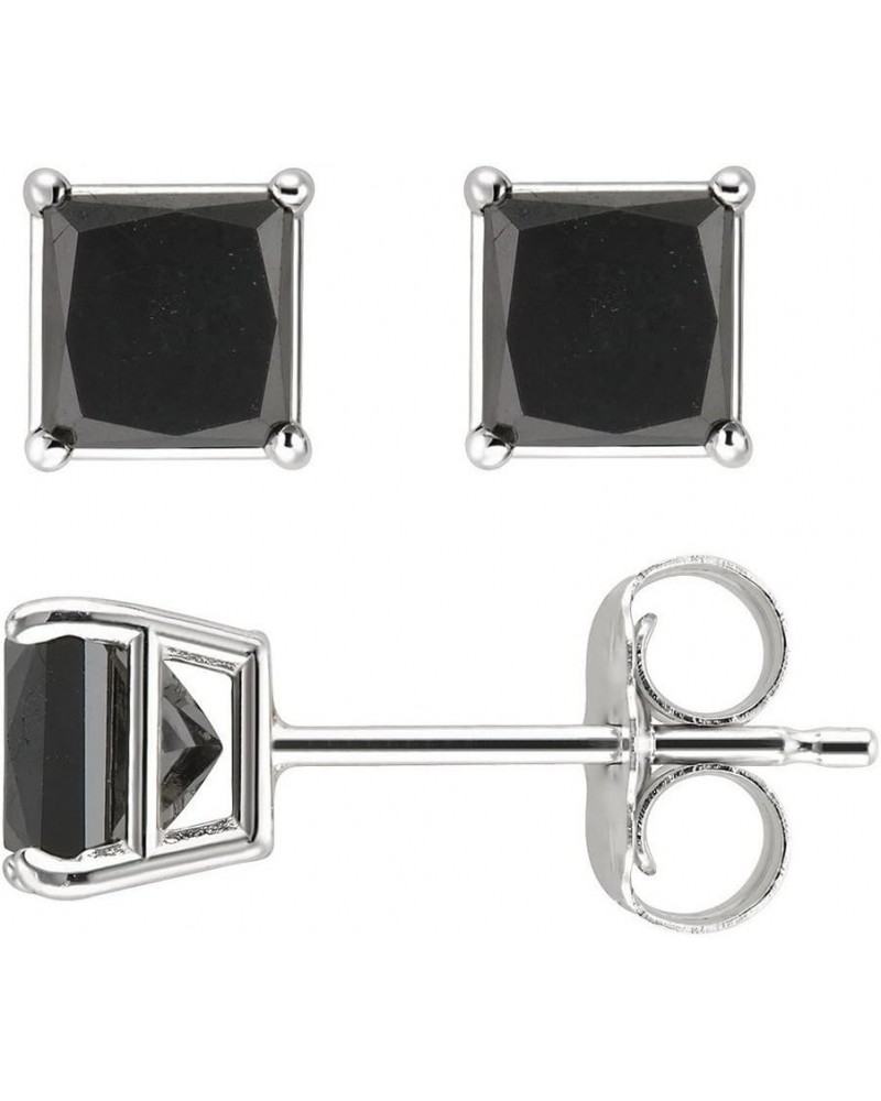 Princess cut Black Diamond Stud AAA Quality in White Gold & Yellow Gold White Gold 0.35 carats $26.63 Earrings