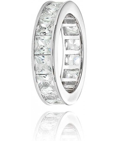 925 Sterling Silver 2mm 3mm 4mm Princess-Cut Cubic Zirconia Channel Set Eternity Band Ring for Women Teen Girls | Silver, Yel...