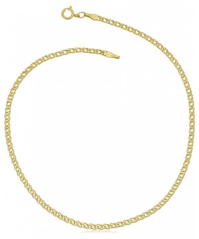 14k Yellow or White Gold Diamond Weave Curb Chain Anklet (2 mm, 10 inch) Yellow $53.35 Anklets