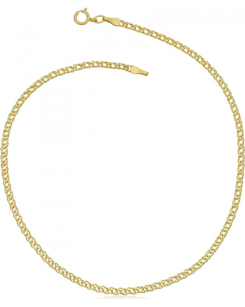 14k Yellow or White Gold Diamond Weave Curb Chain Anklet (2 mm, 10 inch) Yellow $53.35 Anklets