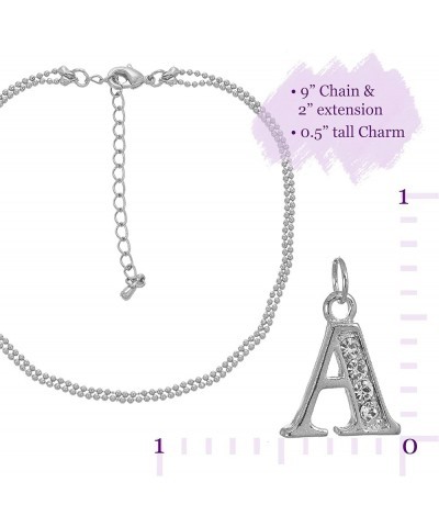 Double Line Rhinestone Crystal Initial Anklet A-Silver $7.79 Anklets